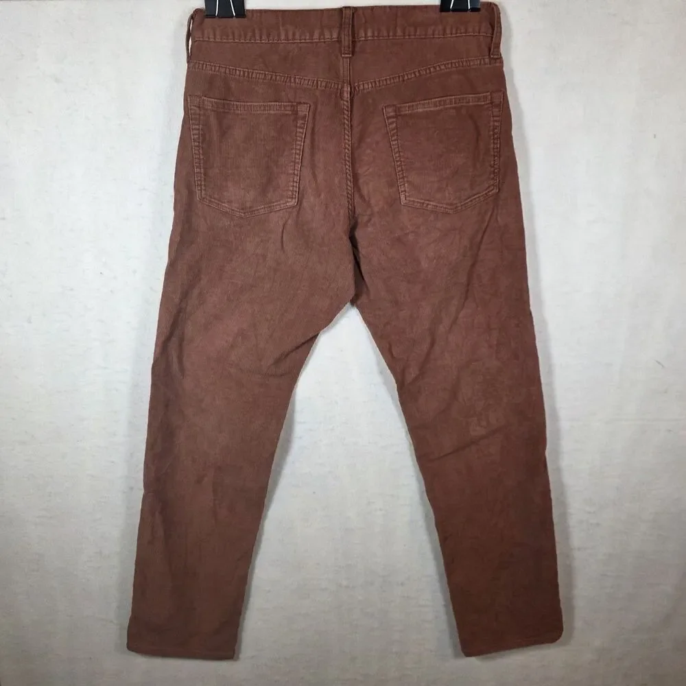 J.Crew 770 Slim Fit Brown Corduroy Stretch Tapered Pants Waist 29